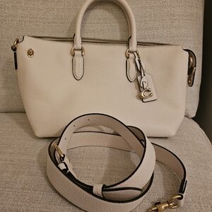 NEW Cara satchel soft pebbled leather chalk white crossbody bag